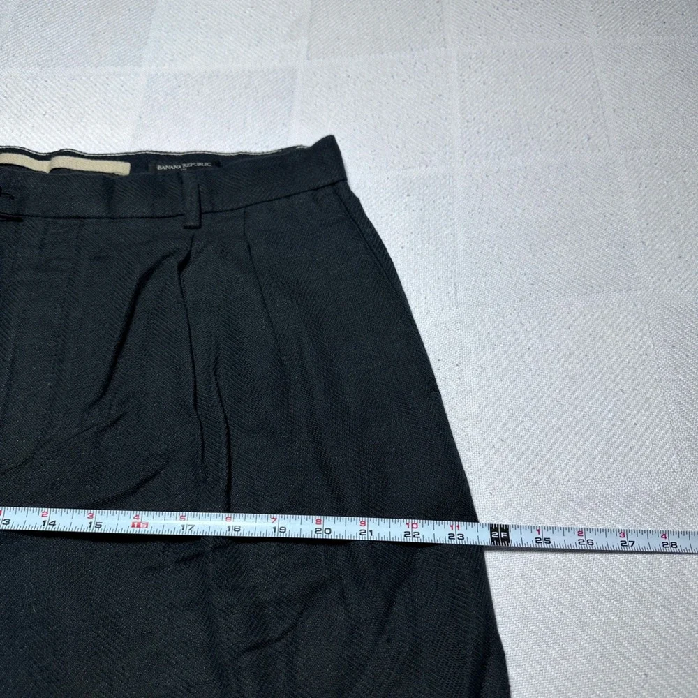 NEW Banana Republic Relaxed Wide Leg Pant 34x32 Pleated Linen Cotton Herringbone
